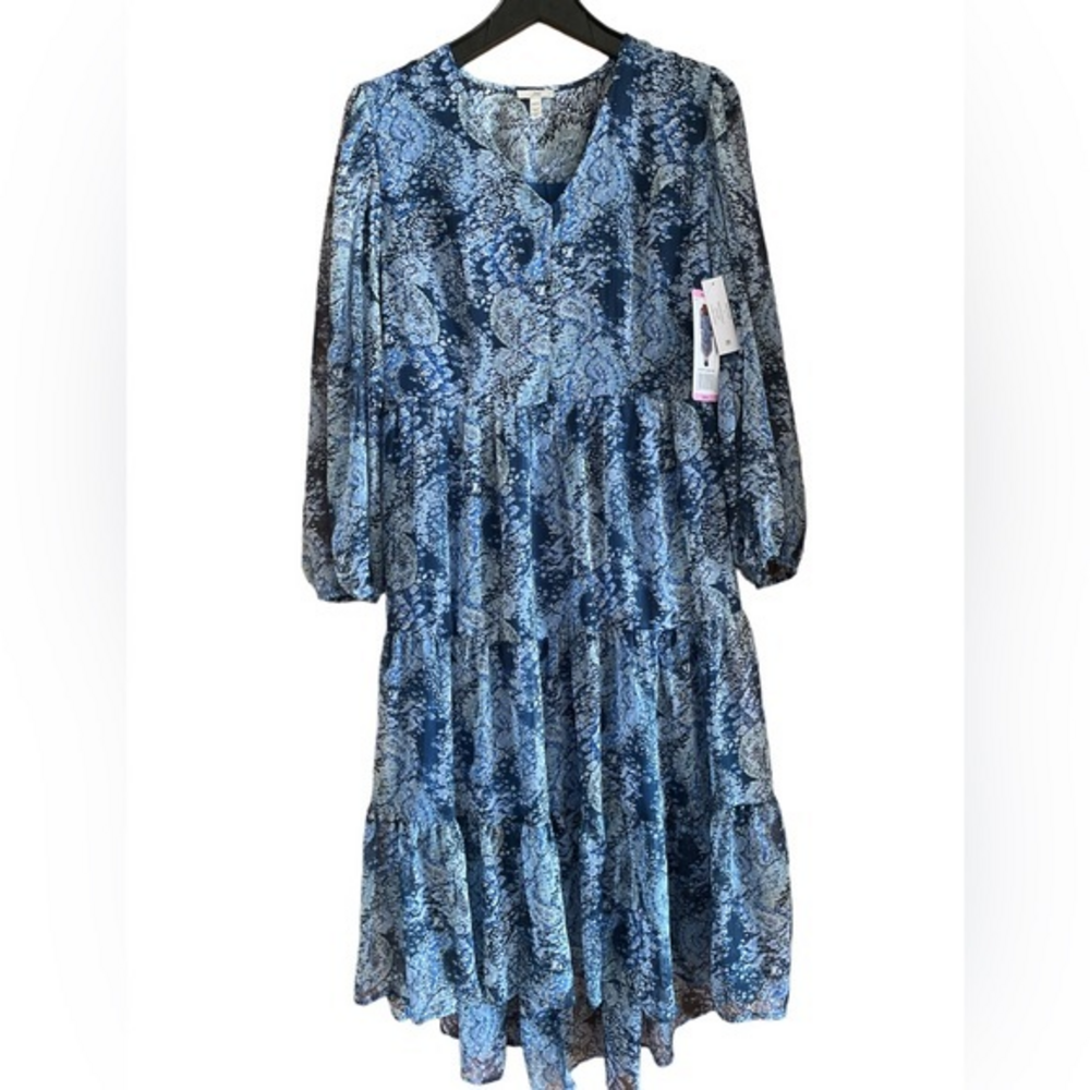 Joie Paisley Tiered Maxi Dress Womens Small Blue NWT Boho Wedding Guest Prairie